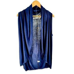 Michael Stars Open Front Longline Short Sleeve Kimono Cardigan OS Navy Blue Vest